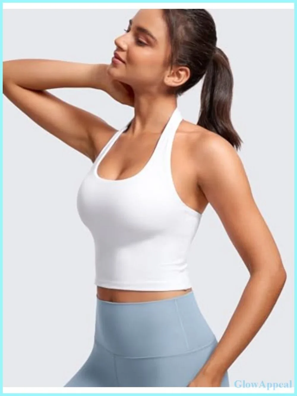 Butterluxe Halter Crop Tank Top, Sports Bra, Low Impact Yoga, Light Support